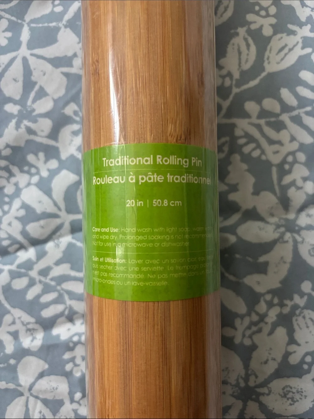 Core Bamboo Traditional 20” Rolling Pin in Natural Wood NWT